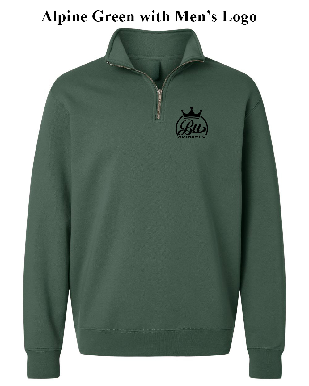 BU Authentic Green Quarter Zip Men Logo