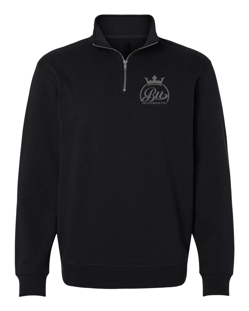 Silver BU Authentic on Black Quarter Zip Women